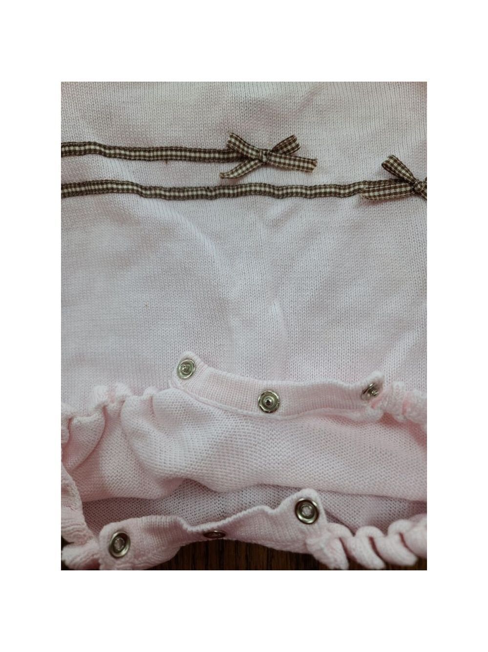Catimini Pink Knit Romper 3-6M | Cute Bow Details - Picture 8 of 9